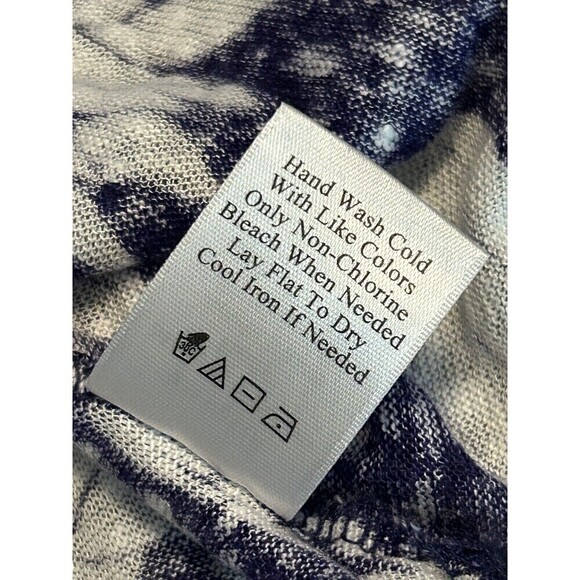 Coldwater Creek Linen Top Women’s Large Indigo Blue White Bali Floral Top Shirt - Picture 10 of 16